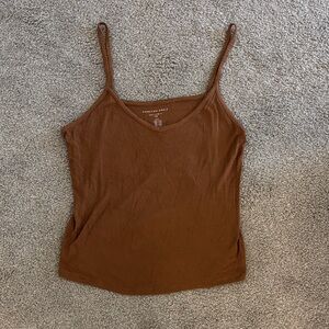 American Eagle Outfitters Rust Brown Ribbed Spaghetti Strap Cami